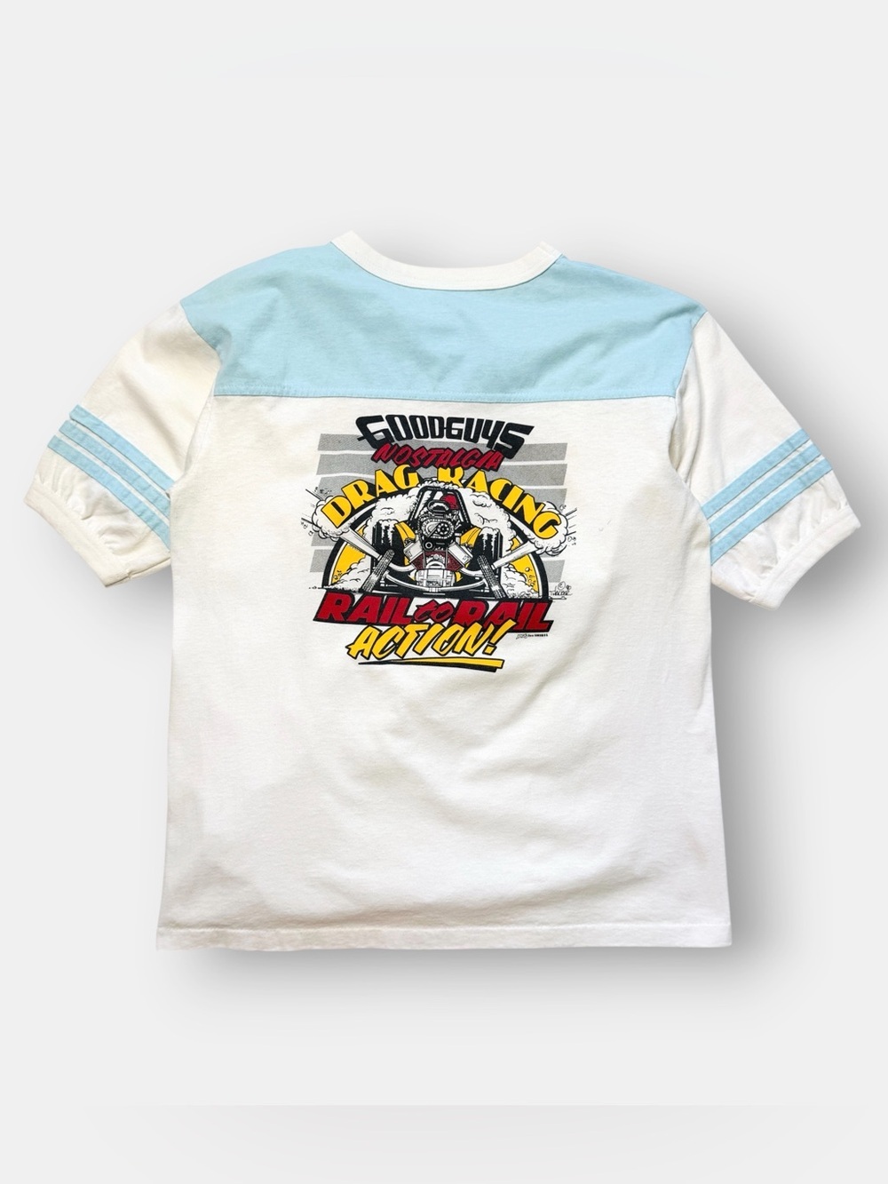 Vintage 1990 Good Guys Good Times Drag Racing Ringer Shirt, Alore L 90s Hot Rod - Picture 2 of 8